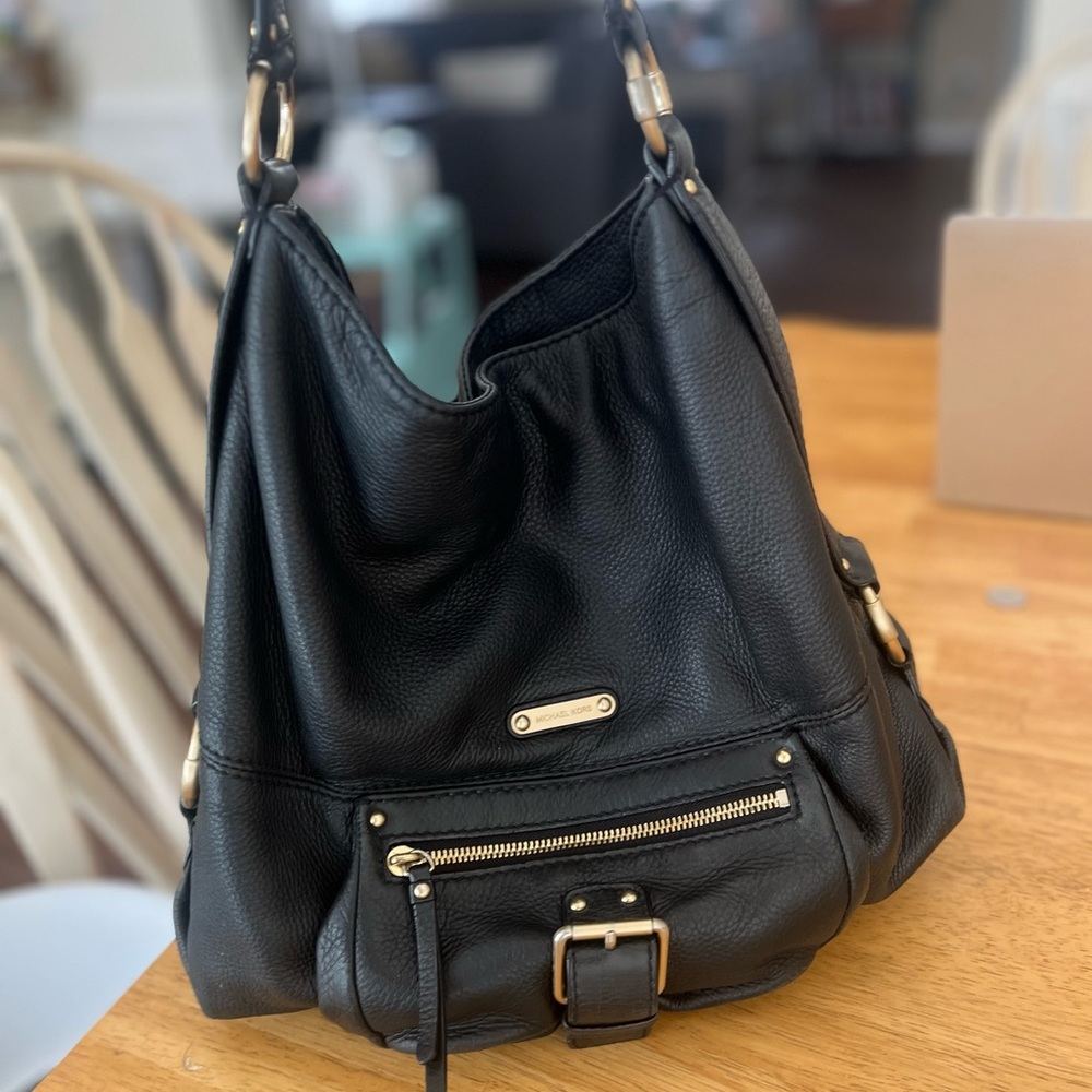 Michael Kors black leather handbag